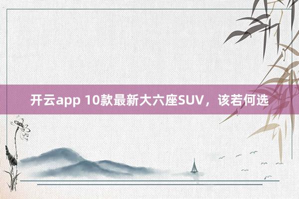 开云app 10款最新大六座SUV，该若何选