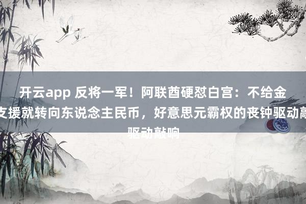 开云app 反将一军！阿联酋硬怼白宫：不给金融支援就转向东说念主民币，好意思元霸权的丧钟驱动敲响